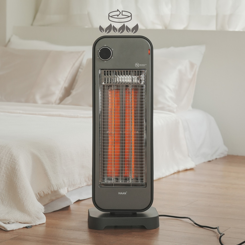 한경희 나노카본 전기히터 스탠드형 소형 거실용 원룸 난방기 수동조작 그레이