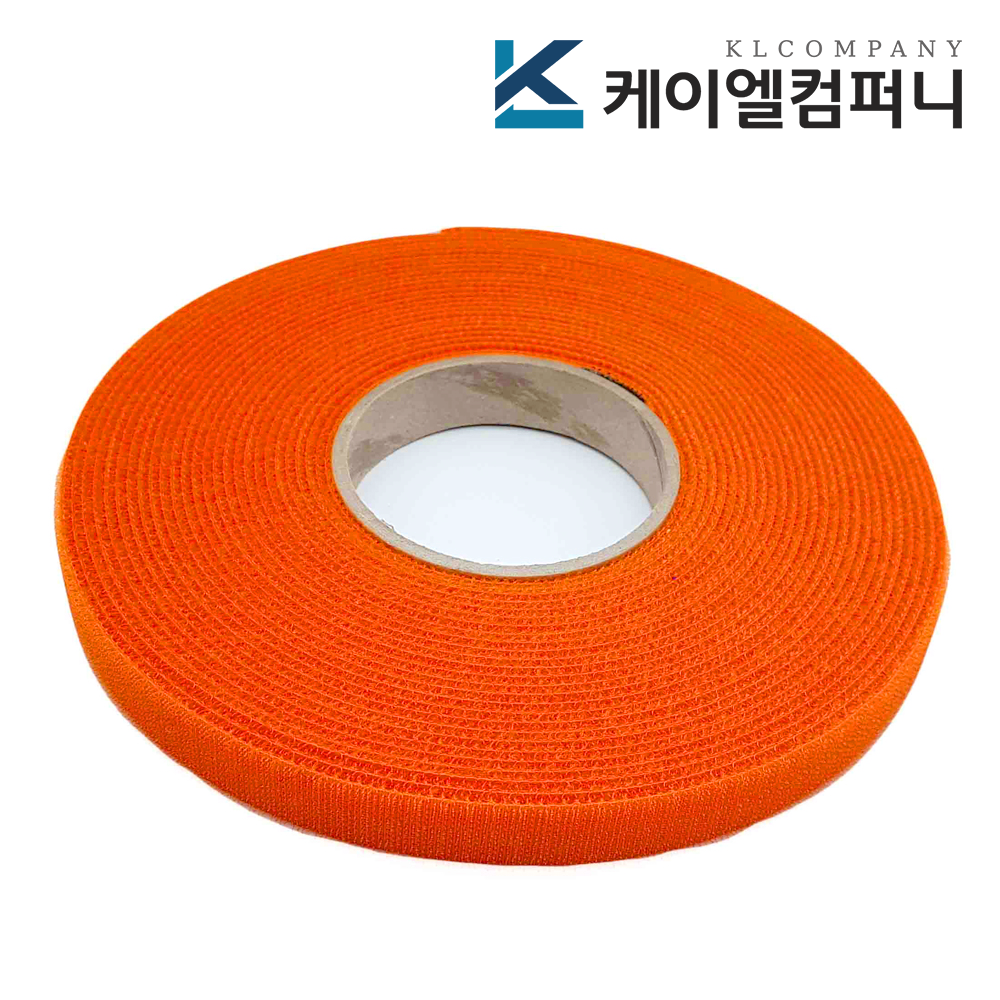 폭 2cm 국산 잘라쓰는 재사용 전선정리 컬러 색상 양면벨크로타이 1개, 10미터, 주황색일반형 - 상품 이미지