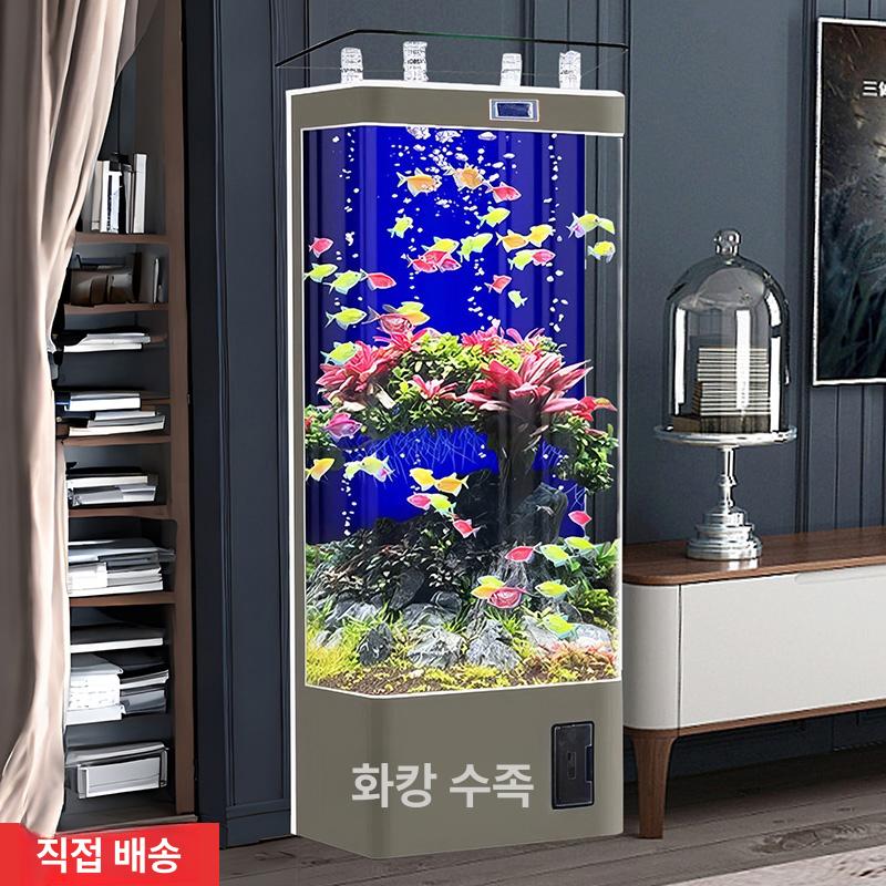 대형어항 물고기 스탠드 수조 투명 가정용 어항 관상어 스텐드 금붕어 대형 거실 블랙 40x40x138cm - 상세 이미지 3