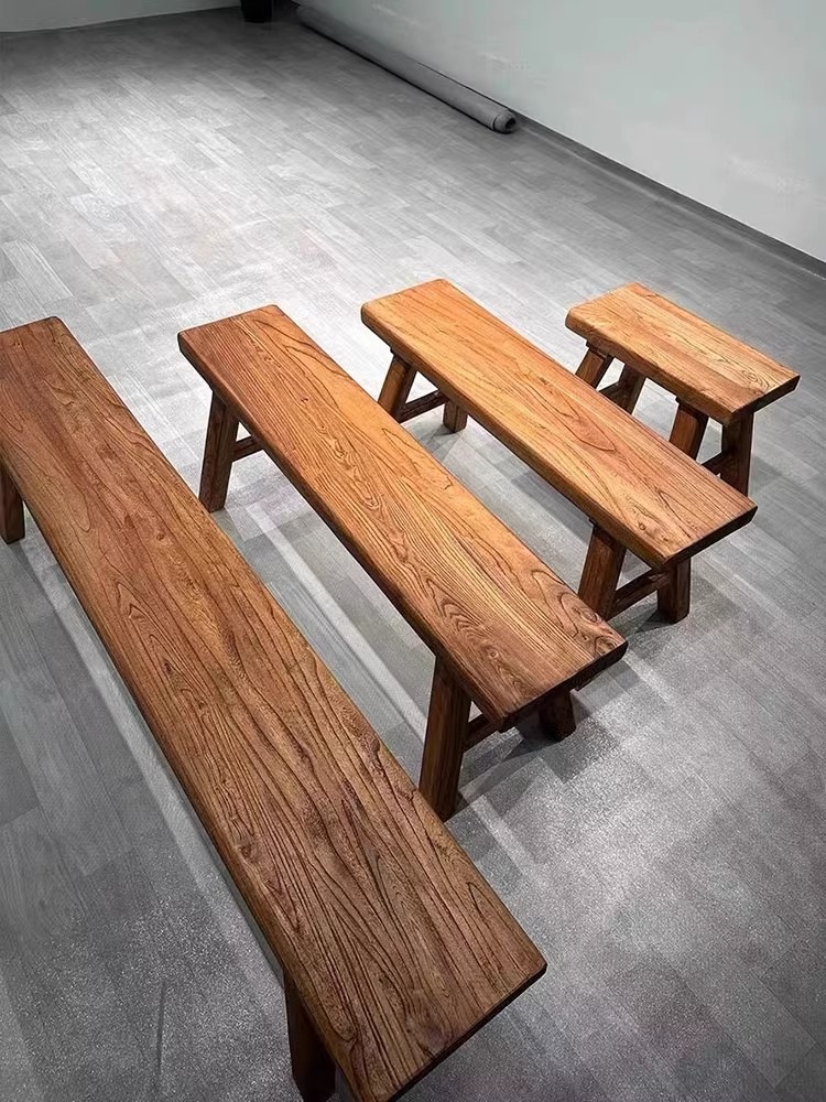 원목 벤치 의자 3인용 2인 긴의자 밴치 카페 디자인 체어 빈티지 2인용 140x30x45 높은 벤치 - 상품 이미지