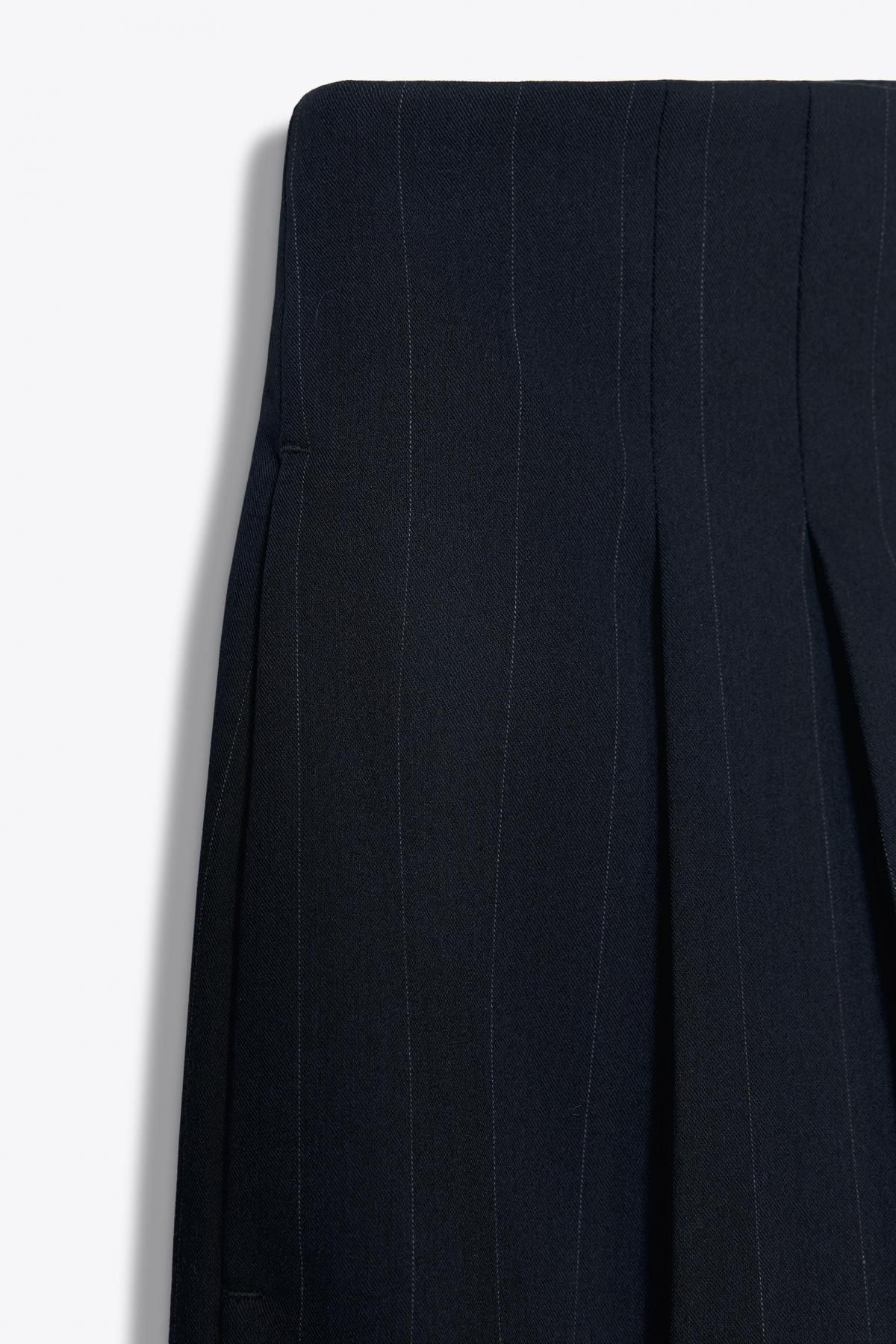 자라 테크니컬 핀스트라이프 와이드 슬랙스 팬츠 3811/260 NAVY BLUE 이미지 8