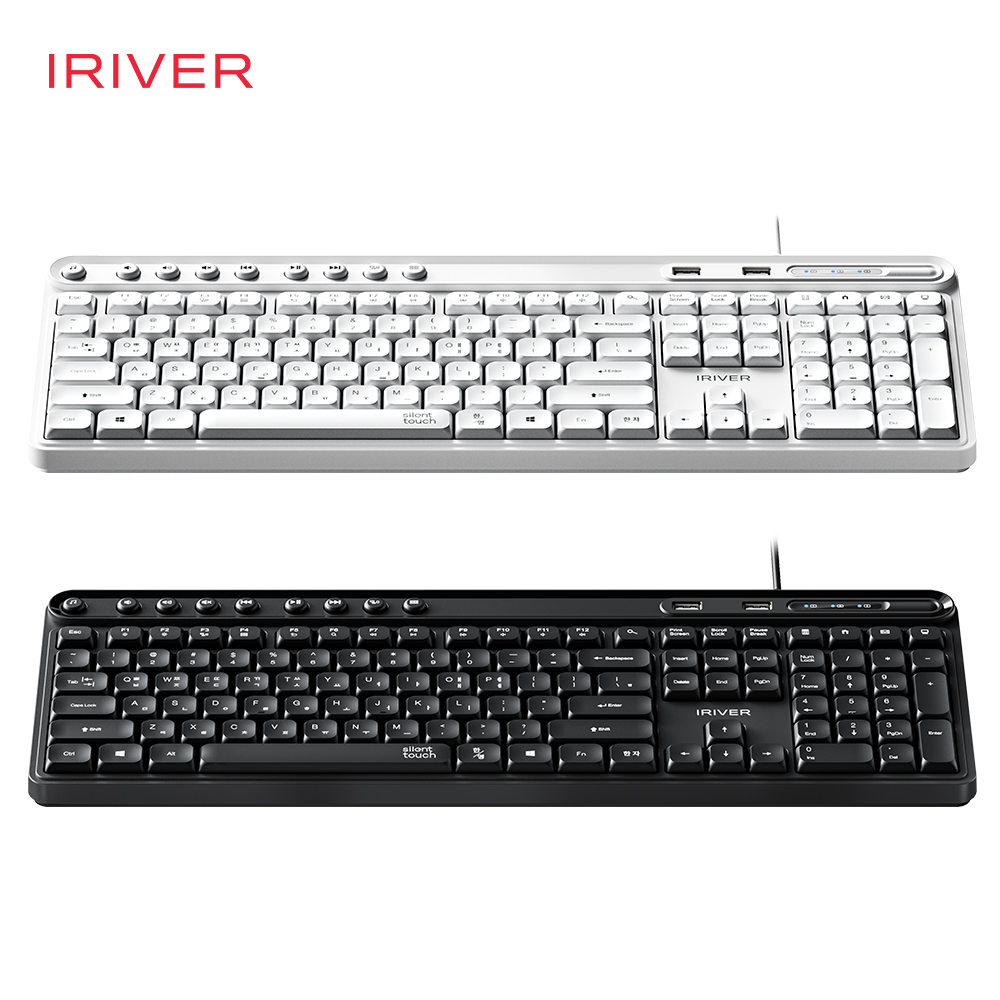 아이리버 항균 2PORT HUB 무소음 유선 키보드 K601U 블랙 - 상세 이미지 2