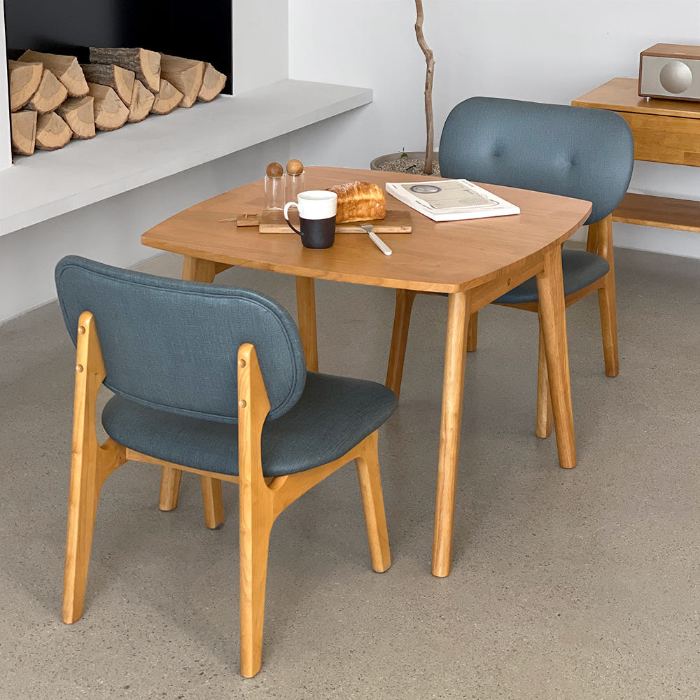 로포텐 올라 원목 2인용 식탁세트 낮은 식탁+의자2, 850mm, 베이지그레이