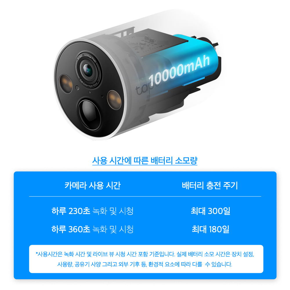 티피링크 400만화소 태양광충전 야간 풀컬러 무선 배터리 실외용 카메라 CCTV TC85 KIT 이미지 6