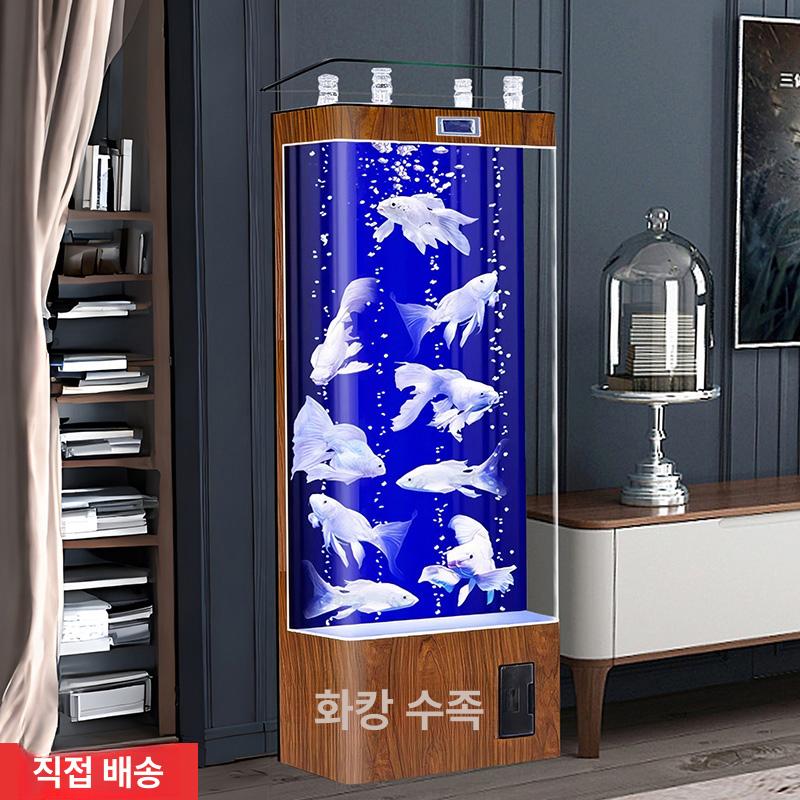 대형어항 물고기 스탠드 수조 투명 가정용 어항 관상어 스텐드 금붕어 대형 거실 블랙 40x40x138cm - 상세 이미지 5