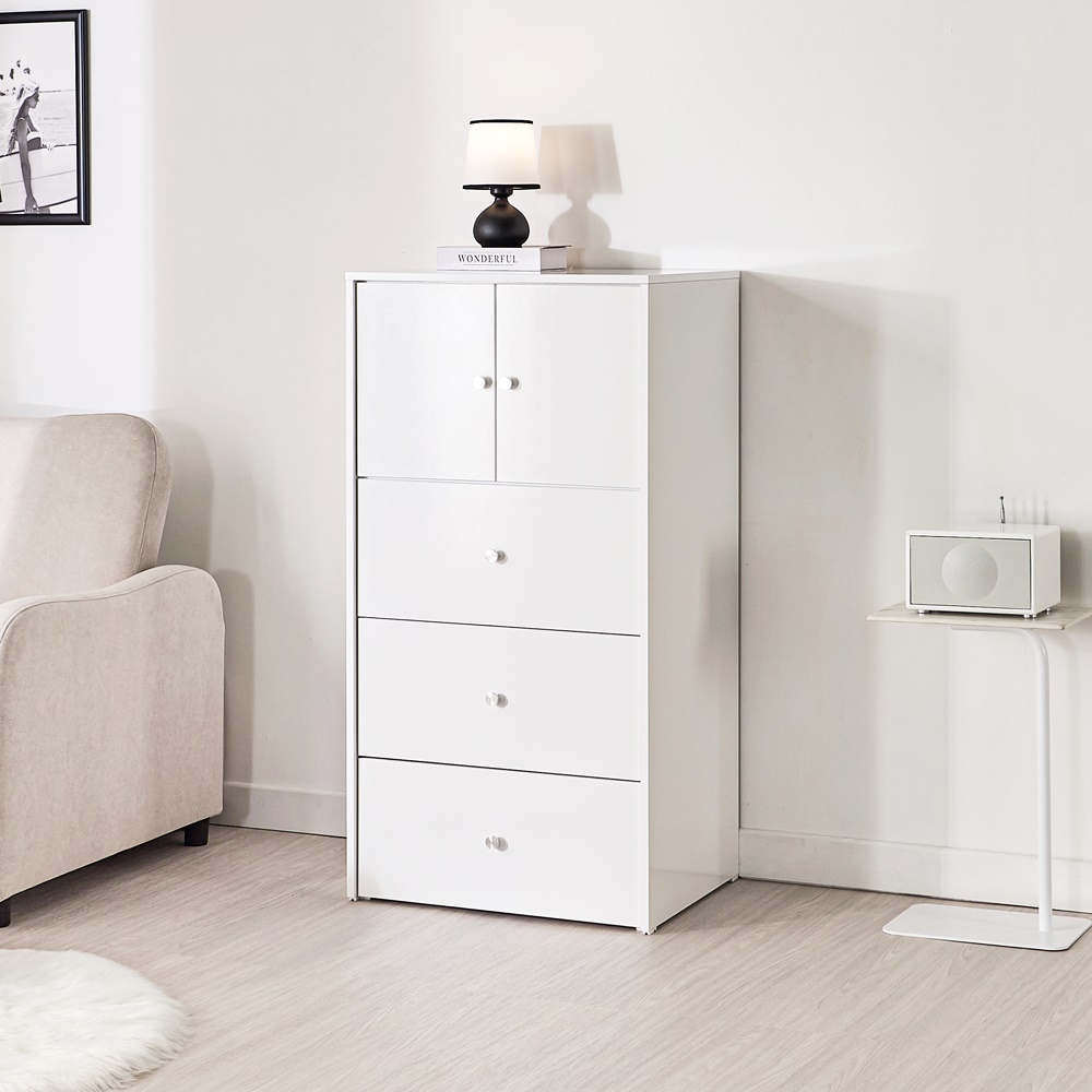 엘토 아기옷 드레스룸 안방 옷방 틈새 슬림 서랍장 600x470x1165mm, 4단, 화이트 - 상세 이미지 3