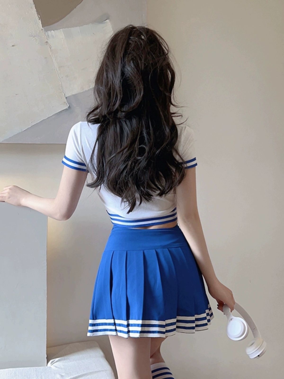 치어리더 의상 유니폼 할로윈 여학생 단체 스팽글 응원단복 민소매 공연 치어리더옷 945 상의 XS - 상세 이미지 3