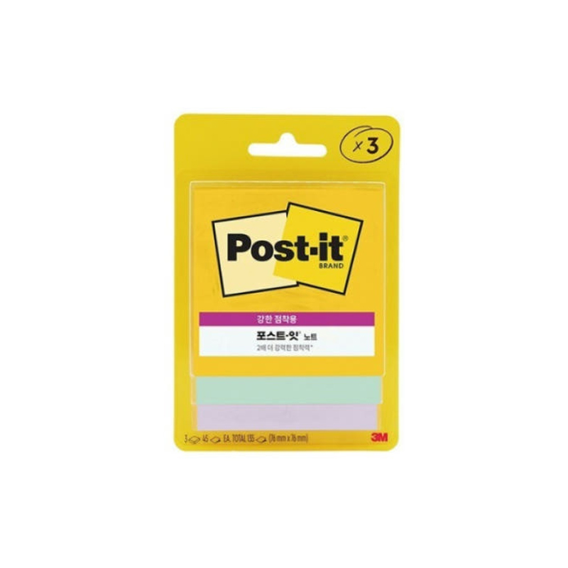 3M 포스트잇 강한점착용 노트 (플라밍고)3패드 3321-3SSJP - 상품 이미지