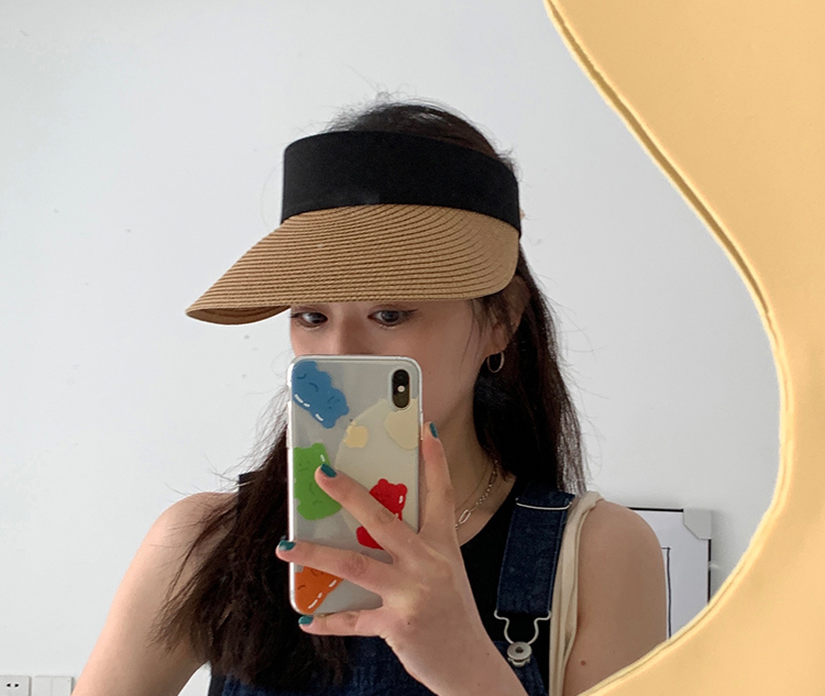 심플 데일리 감성 여름 여성 모자 블랙밴드 헬렌 돌돌이 썬캡 - 상세 이미지 4