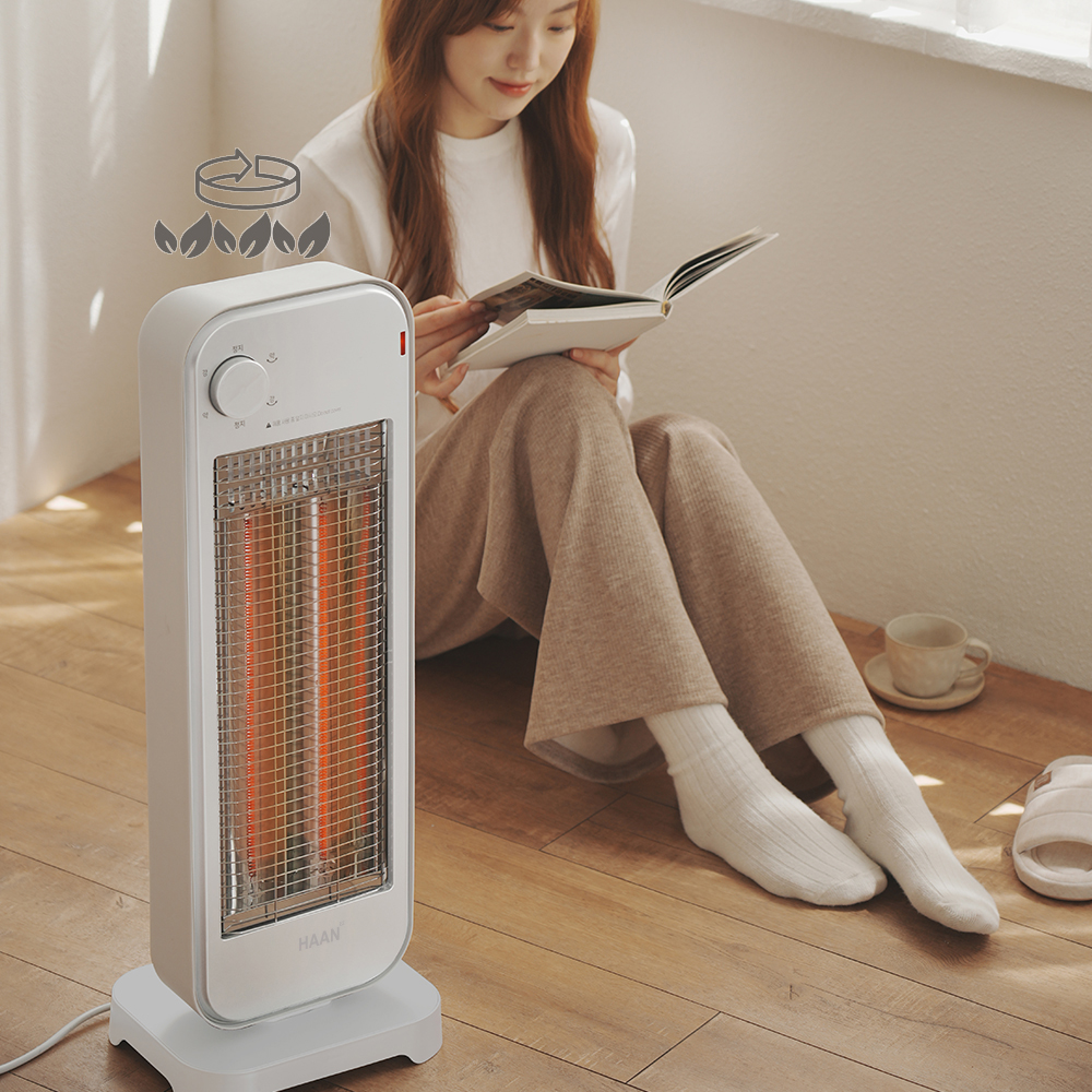 한경희 나노카본 전기히터 스탠드형 소형 거실용 원룸 난방기 수동조작 화이트