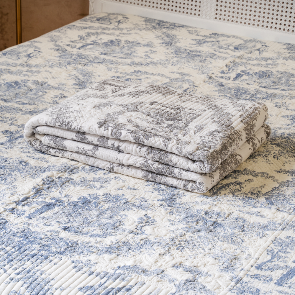 프렌치 뜨왈 순면 누빔 침대패드 사계절 매트리스 이불 패드