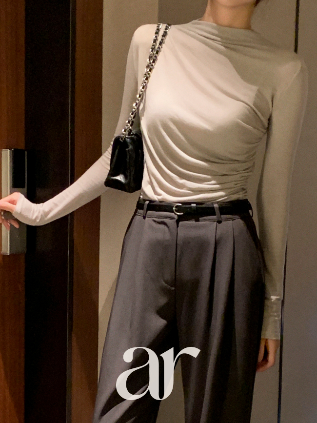 로잉 반하이넥 드레이프 셔링 폴라 티셔츠 ts4740 - 상세 이미지 2