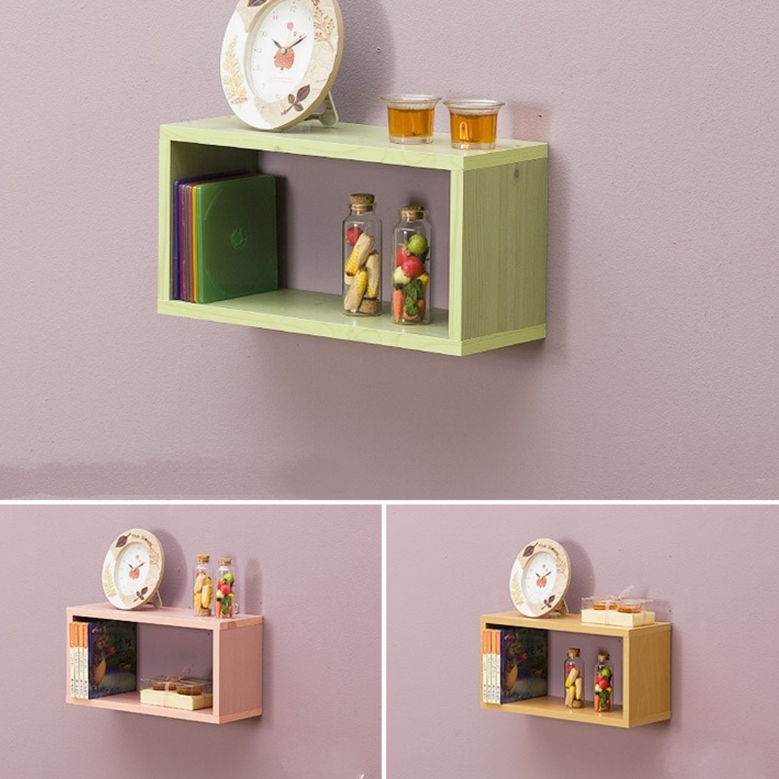 벽걸이 선반장 벽걸이 장식장 양념 나무 원목 벽 인테리어 미니 선반 수납 공간활용 400 - 상품 이미지