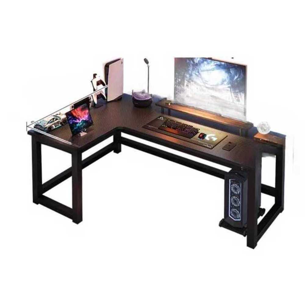 코너형 기역자 책상 L자 구조 넓은 작업용 데스크 카본(좌) 120x100cm - 상품 이미지