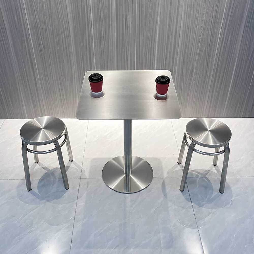 스테인레스 카페 테이블 내구성 좋은 소규모 매장용 정사각형 테이블 + 70x70x74cm 이미지 7