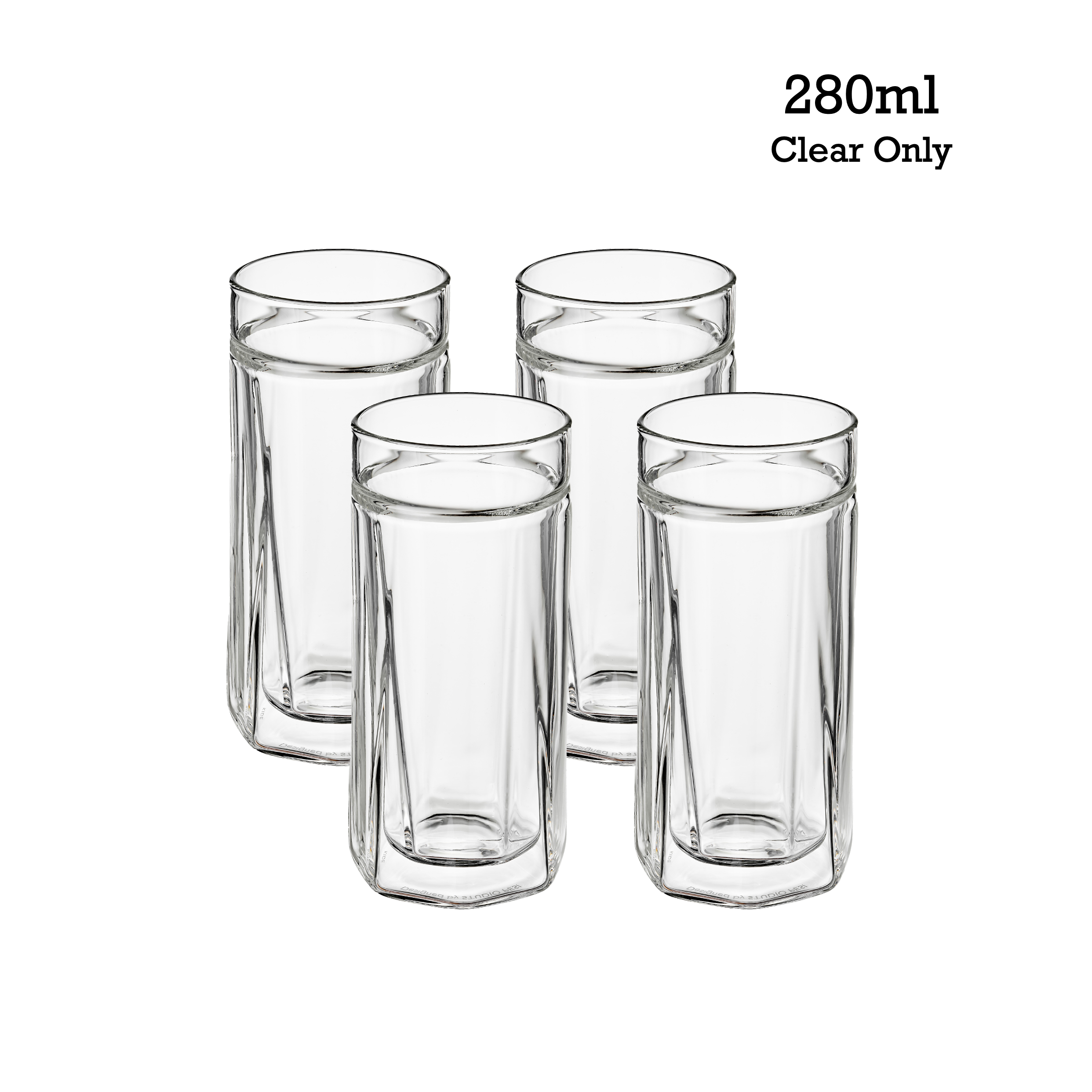 키데 글라스 더블월 결로방지 이중 내열 잔 유리컵 280ml, 4개, 크리스탈 클리어 - 메인 이미지