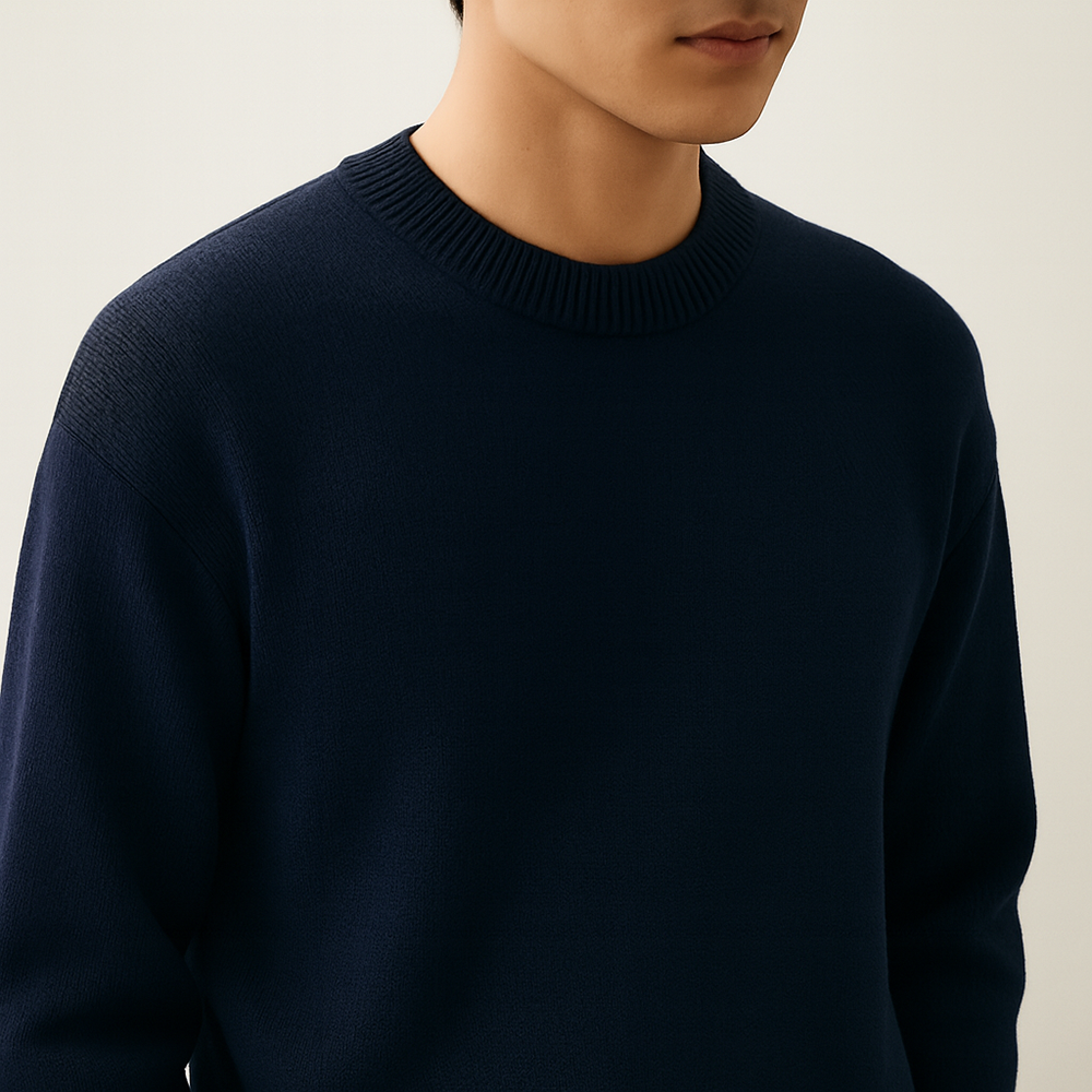 LAINE 남자니트 가을 오버핏 워셔블 LOGAN 니트 네이비, L (105) - 상세 이미지 3