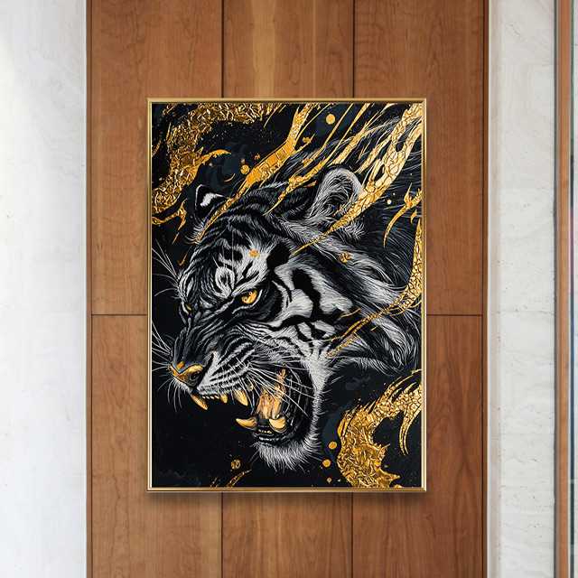 돈들어오는 황금 호랑이 그림 액자 대형 캔버스 거실 인테리어 포스터 이미지 6