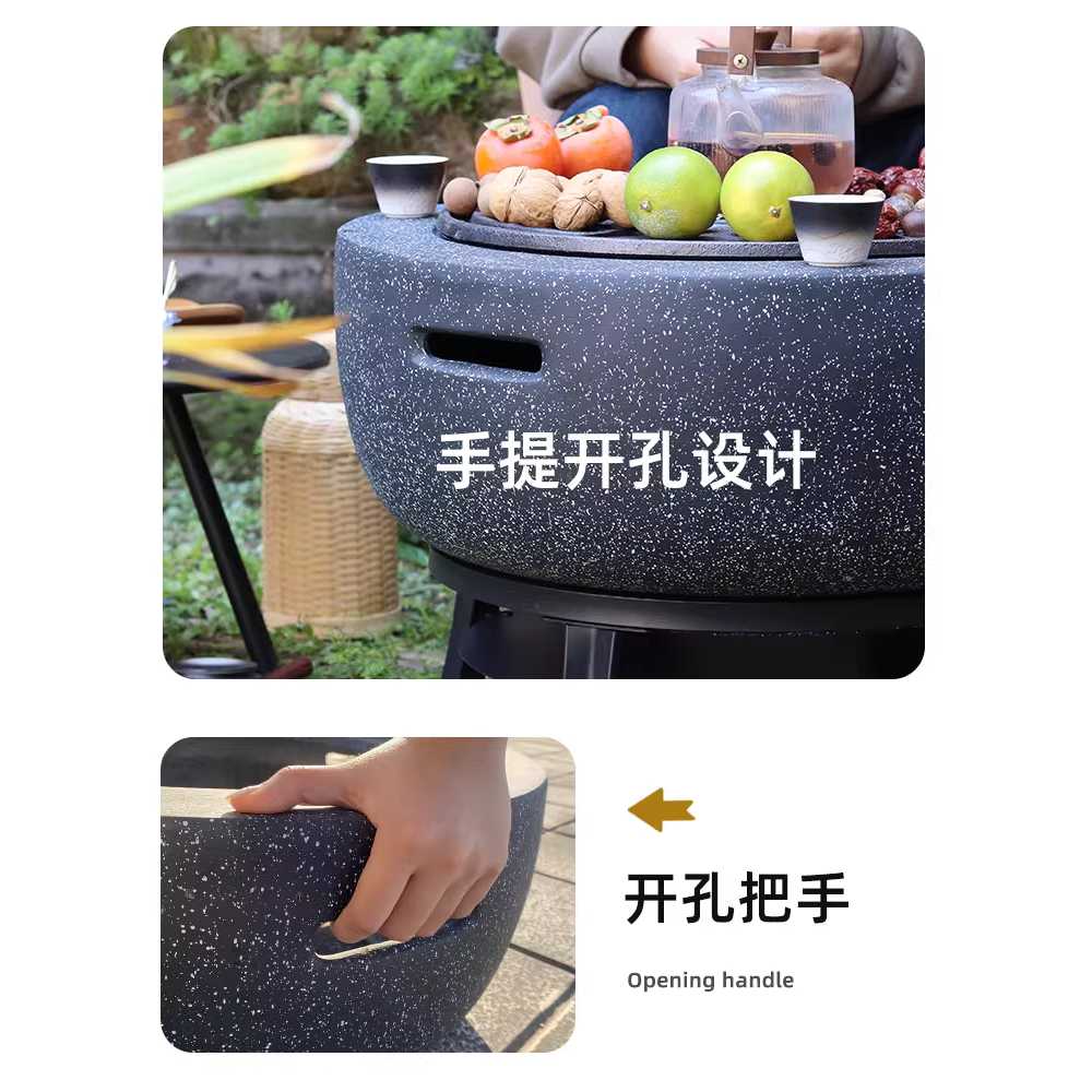돌 화로대 야외 캠핑 바베큐용 전통 불멍 불판 그릴 대형 삼각대+높이 조절 - 상세 이미지 3