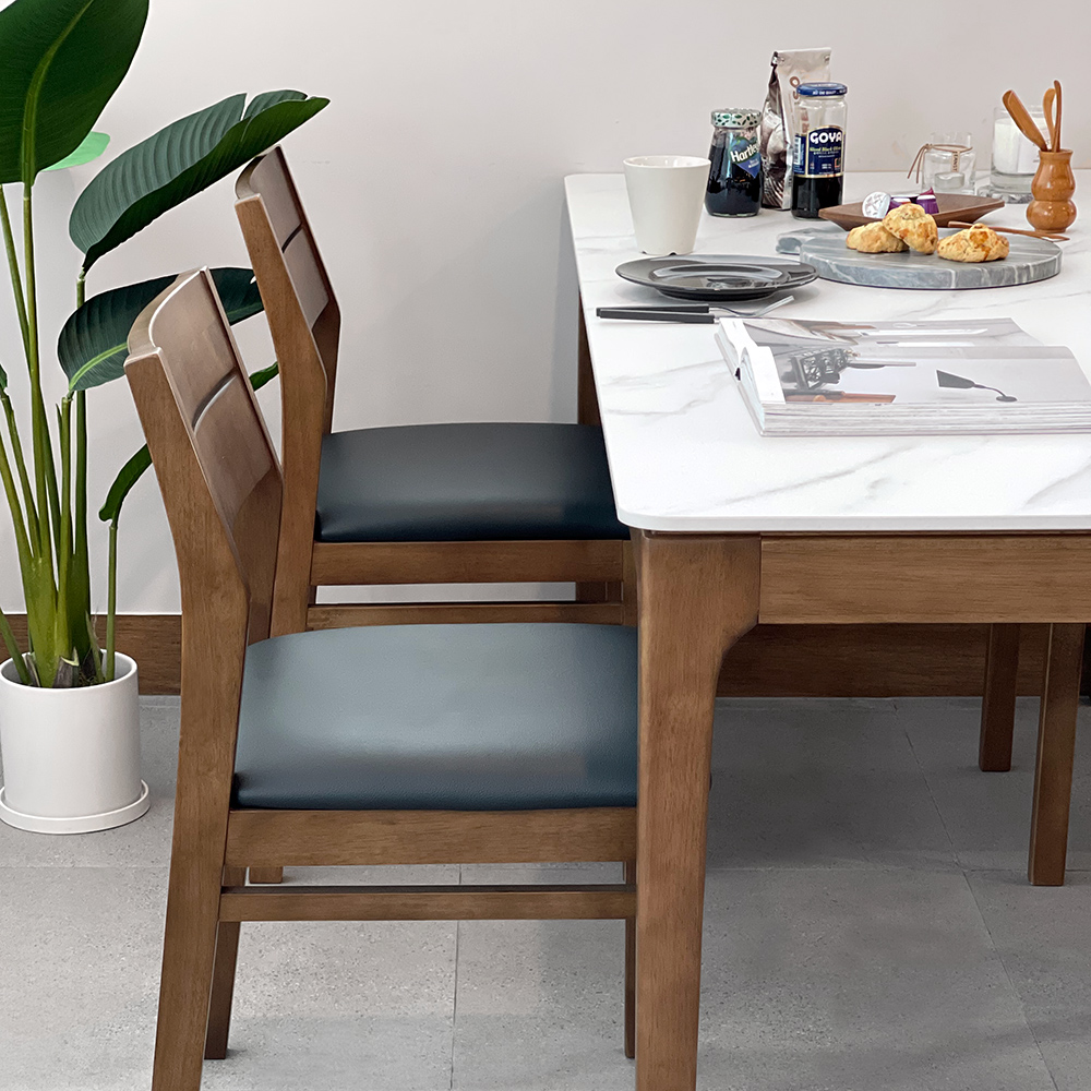 키마 6인용 원목 포세린 세라믹 식탁세트 식탁+의자3+등받이벤치1, 1800mm, 그레이