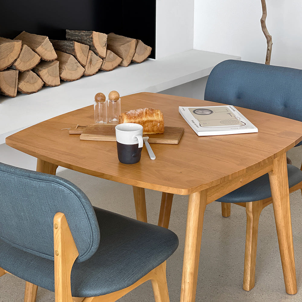 로포텐 올라 원목 2인용 식탁세트 낮은 식탁+의자2, 850mm, 베이지그레이