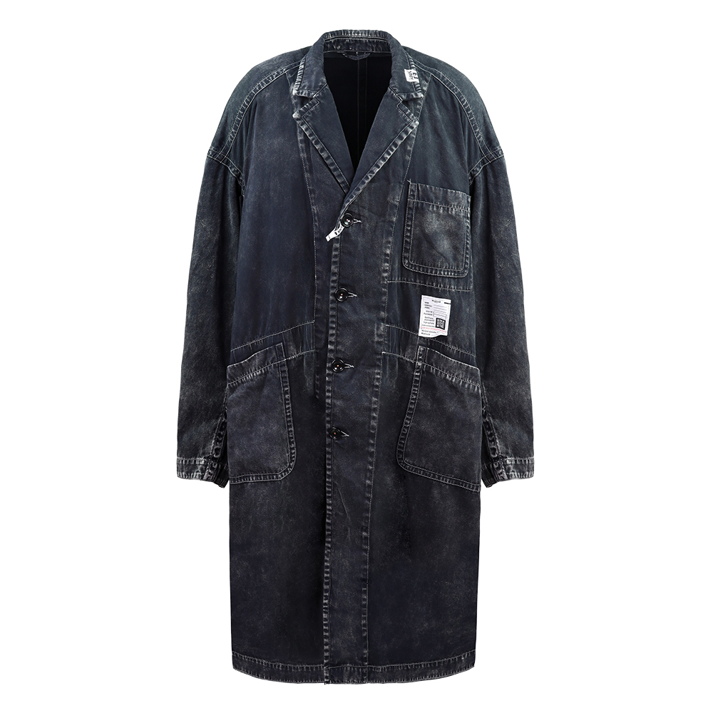 미하라 야스히로 블랙 루즈 사틴 샵 코트 J13CT111 BLACK - 메인 이미지