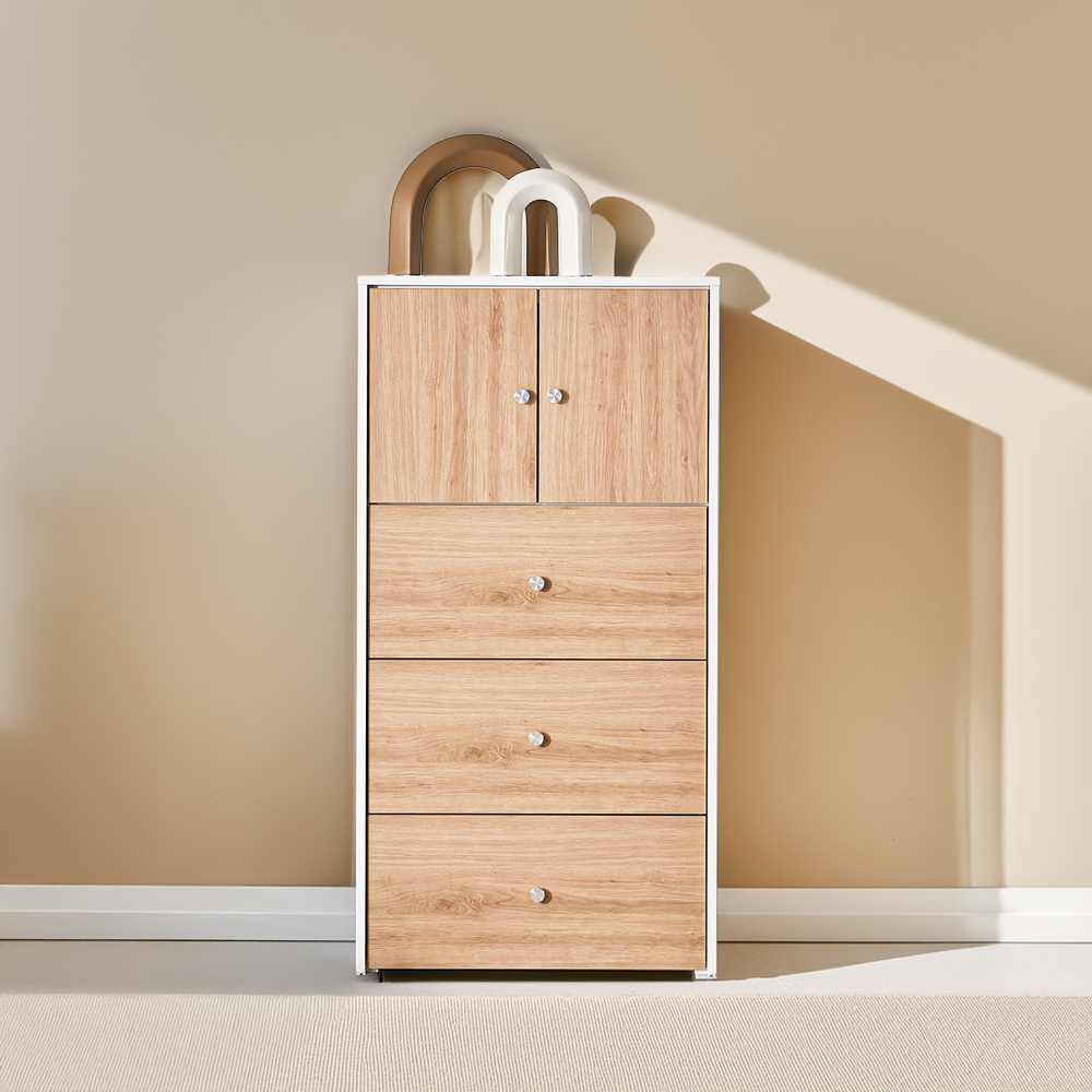 엘토 아기옷 드레스룸 안방 옷방 틈새 슬림 서랍장 600x470x1165mm, 4단, 오크 - 메인 이미지