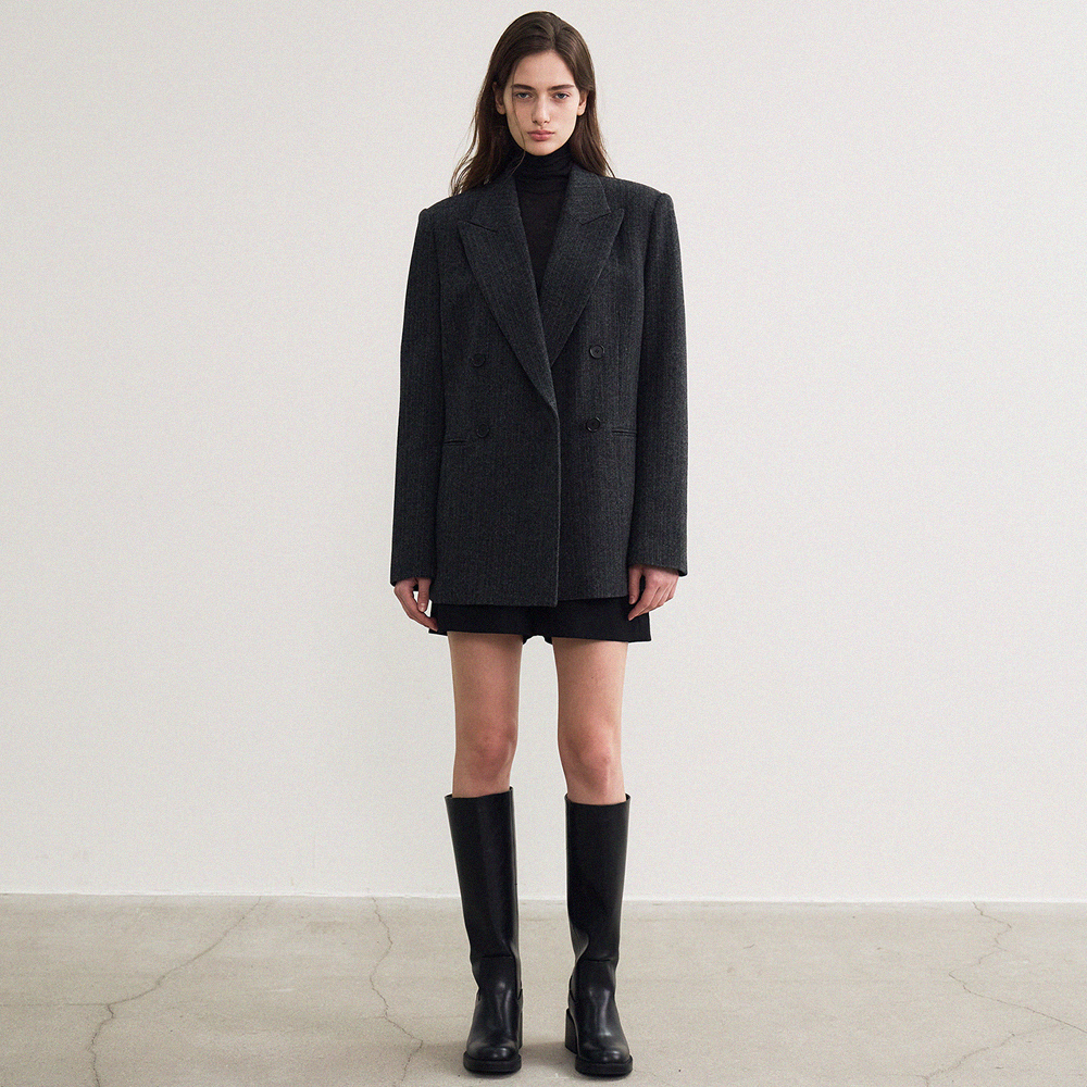 wool over-fit double-breasted jacket (charcoal) - 상품 이미지