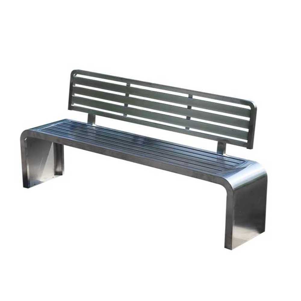 야외용 스테인리스 벤치 방수 내식성 공공장소 의자 202 등받이 100x40x45cm - 상품 이미지