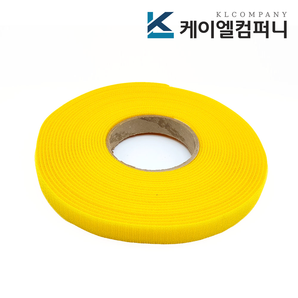 폭 2cm 국산 잘라쓰는 재사용 전선정리 컬러 색상 양면벨크로타이 3개, 10미터, 노란색일반형 - 상품 이미지