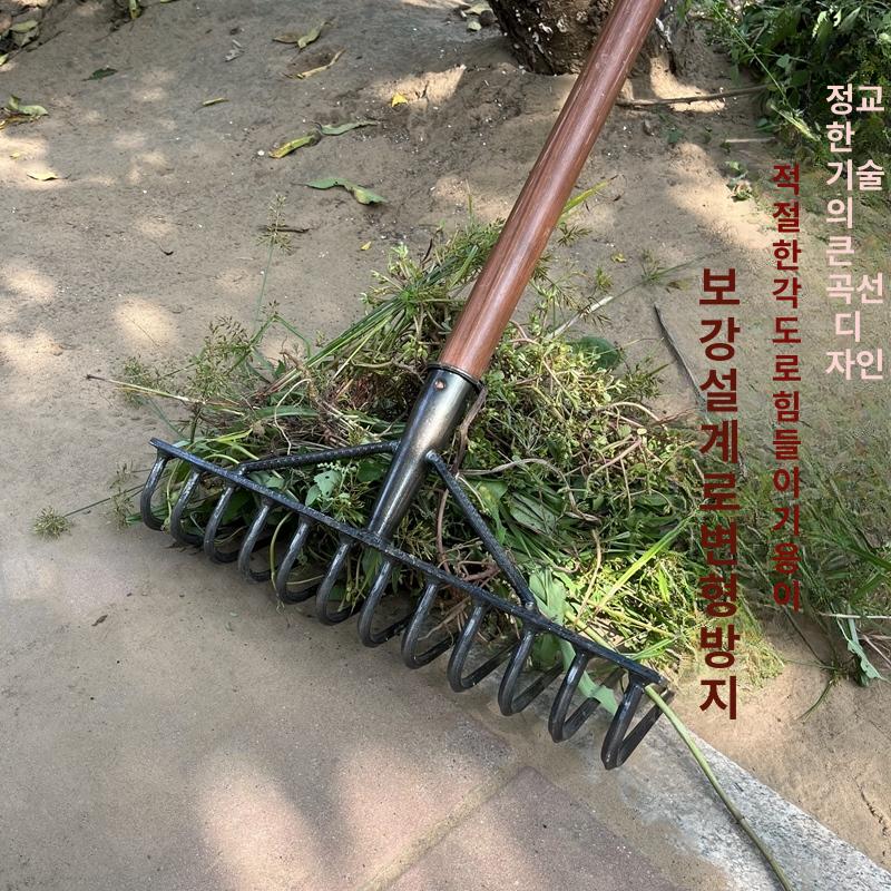 낙엽 삼지창 곡괭이 스파이크 끌개 밭고랑 갈고리 9개 이빨 손잡이없음 - 상세 이미지 3