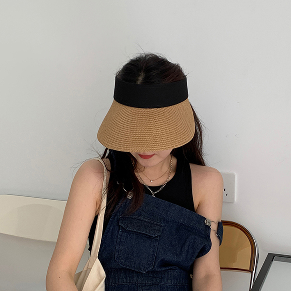 심플 데일리 감성 여름 여성 모자 블랙밴드 헬렌 돌돌이 썬캡 - 상세 이미지 3