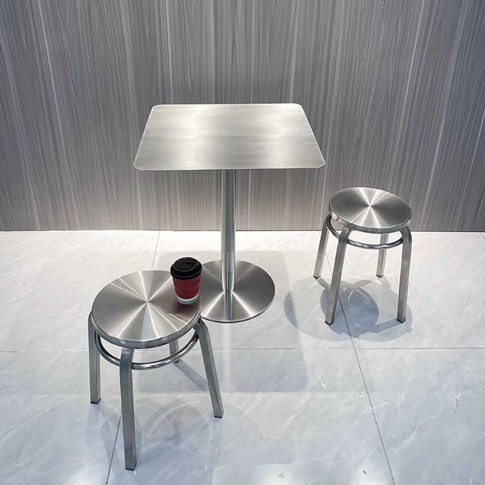 스테인레스 카페 테이블 내구성 좋은 소규모 매장용 정사각형 테이블 + 70x70x74cm 이미지 8