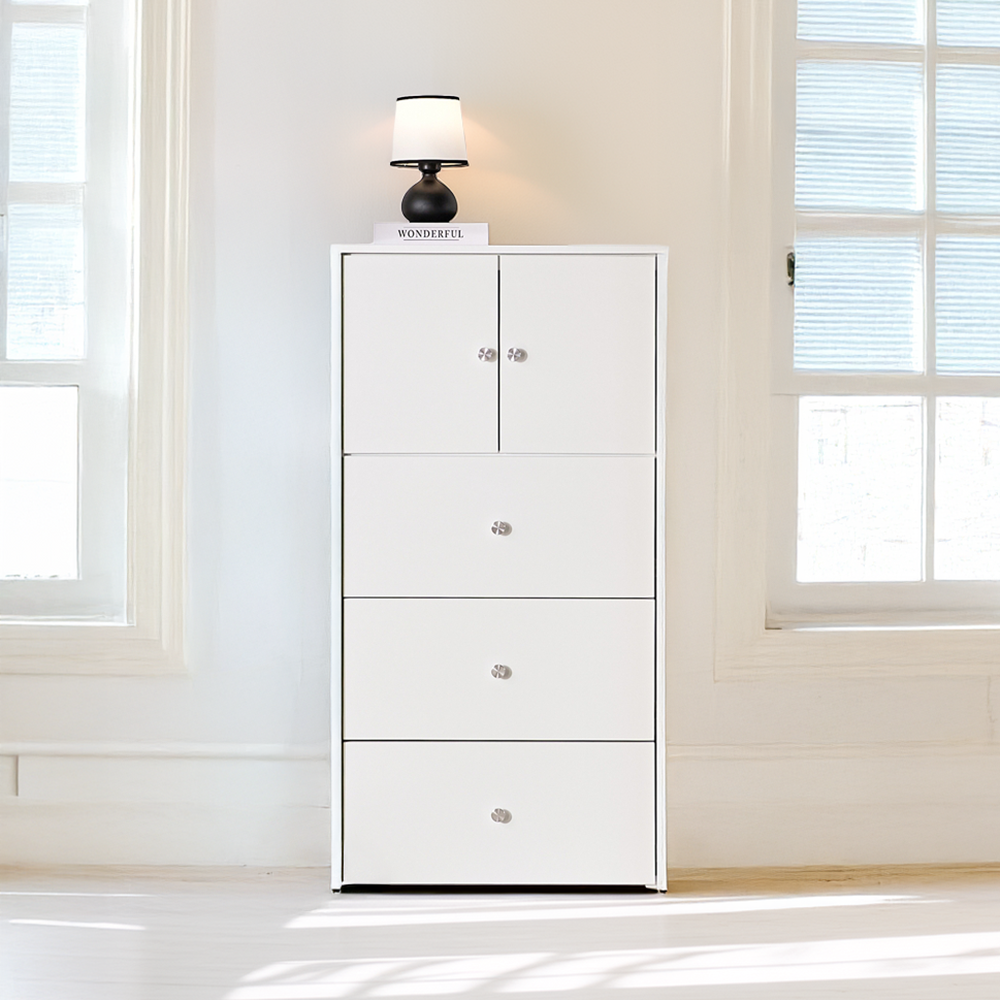 엘토 아기옷 드레스룸 안방 옷방 틈새 슬림 서랍장 600x470x1165mm, 4단, 화이트 - 메인 이미지