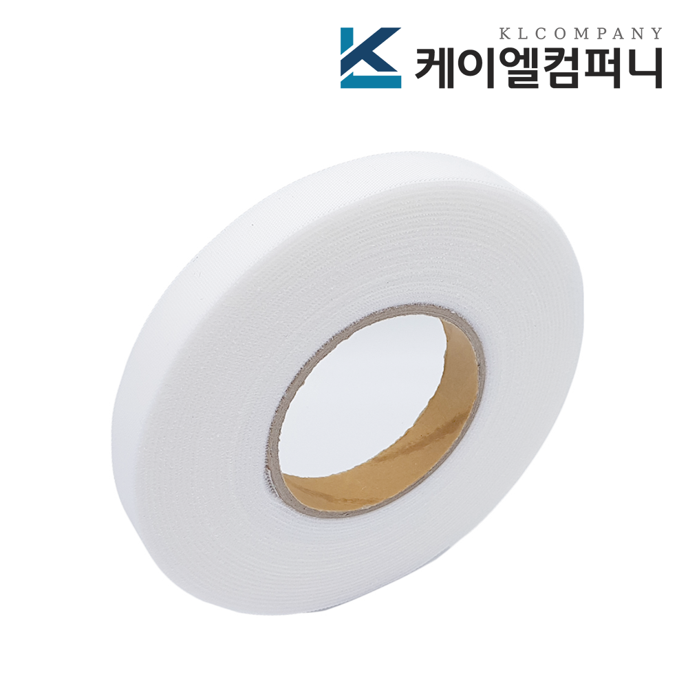 폭 2cm 국산 잘라쓰는 재사용 전선정리 컬러 색상 양면벨크로타이 10개, 10미터, 흰색슬림형 - 메인 이미지