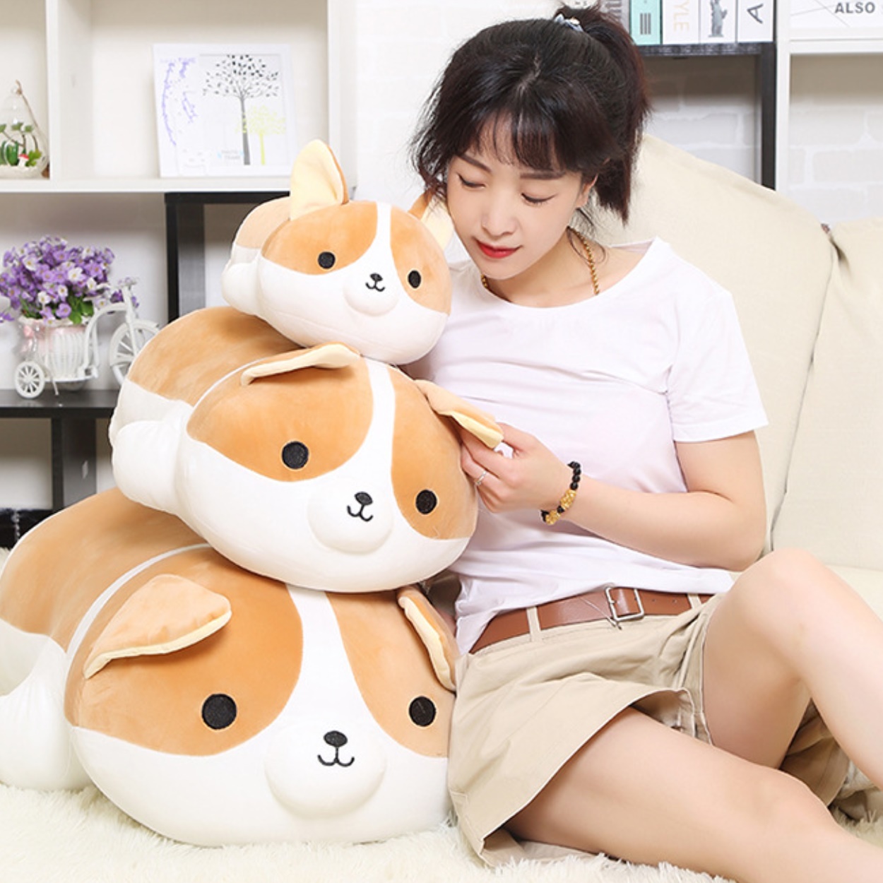 강아지모양베개 강아지인형베개 시원한바디필로우 40cm