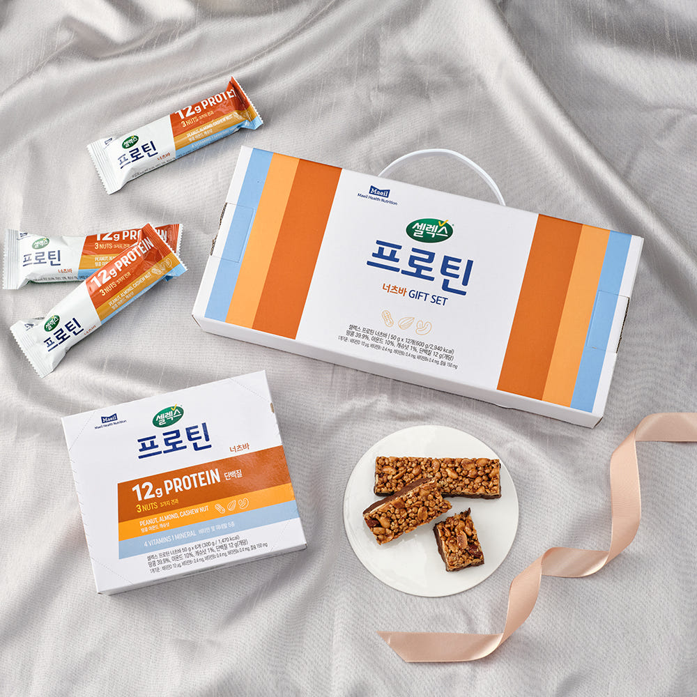 [선물세트] 셀렉스 프로틴 너츠 바 50g, 12개입, 1개 - 상품 이미지