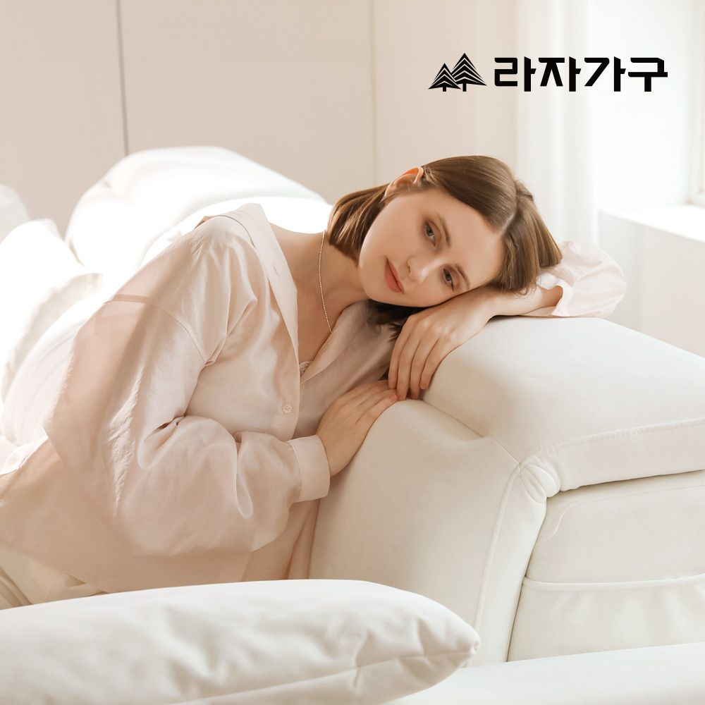 라자가구 레온 타이보텍스 패브릭 모션 쇼파 슬라이딩 리클라이너 스툴미포함, 아이보리, 3인용