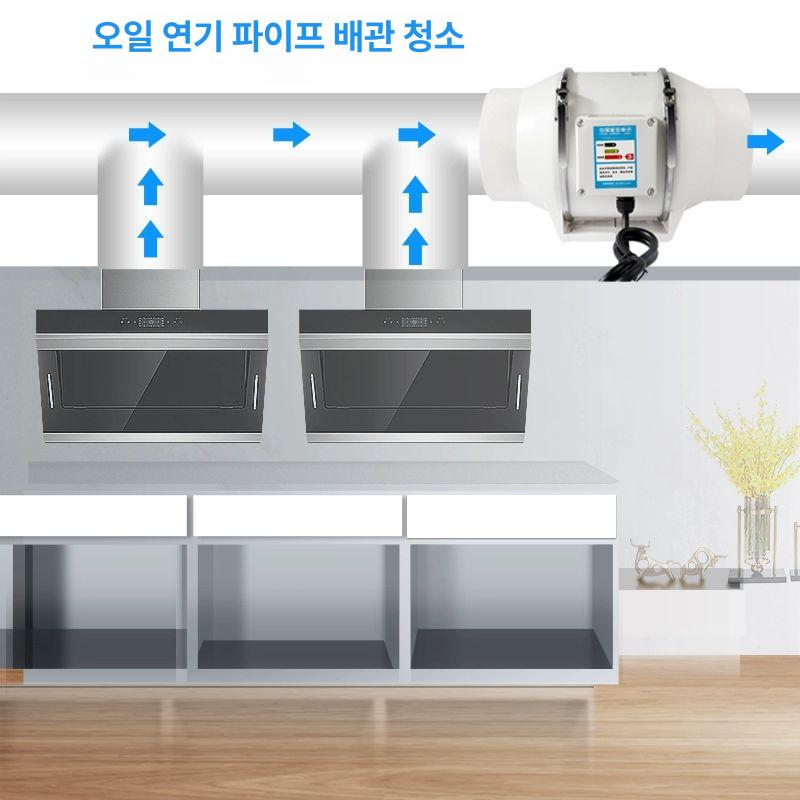 산업용 배기팬 소형 튜브 욕실 닥트 업소용 덕트 배풍기 시로코팬 배관 덕트팬 화장실 환풍기 5인치 125mm+1m 덕트 - 상세 이미지 4
