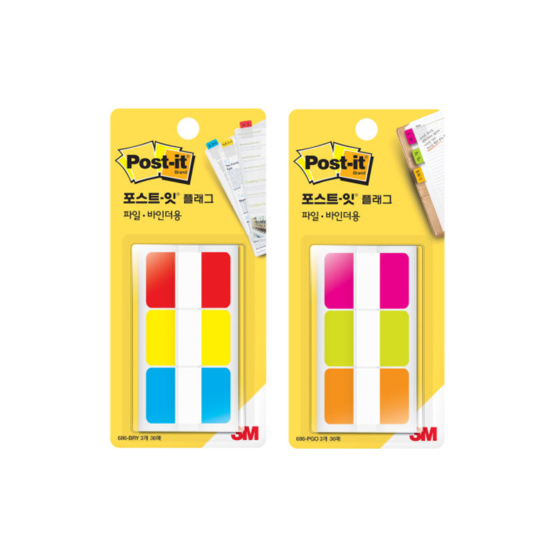 3M 포스트잇 플래그 인덱스탭(파일/바인더용) N686 (12매)X3칼라 - 상품 이미지