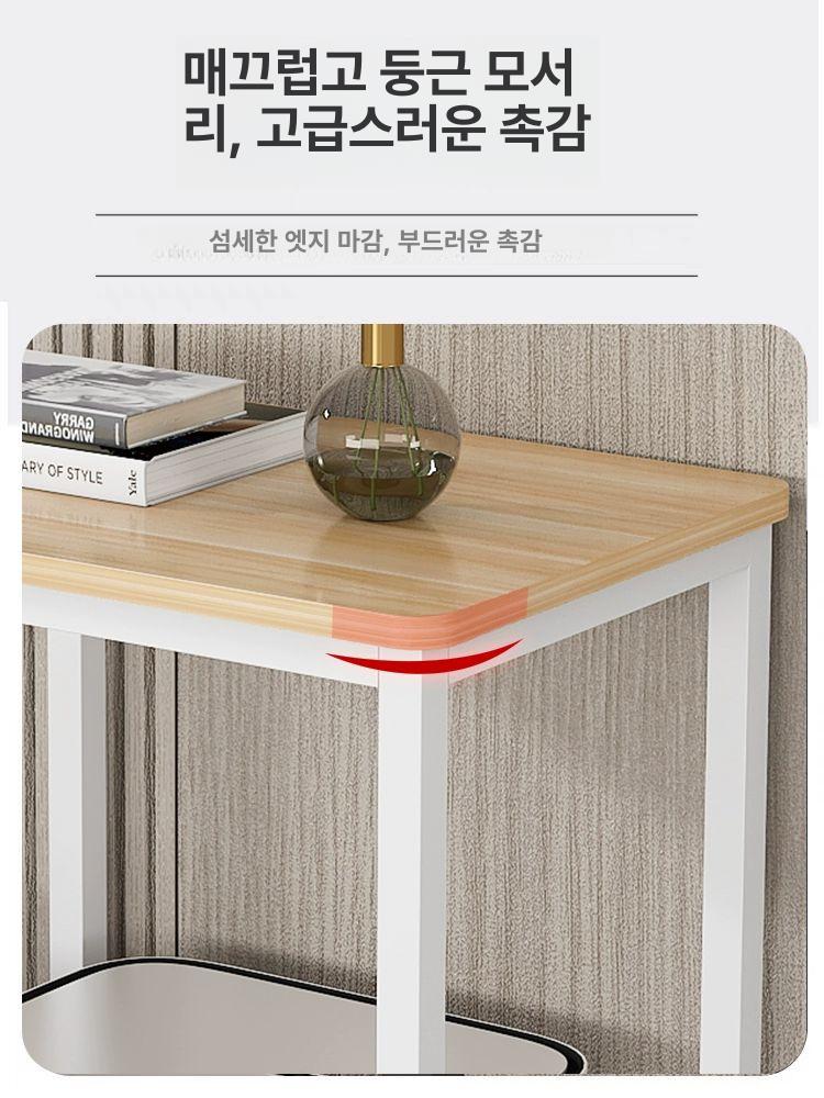 코너 협탁 소파 책상 수납 로봇청소기 인테리어 안방 사이드테이블 장식테이블 탁자 라이트월넛+화이트 프레임 50x40x74cm - 상세 이미지 2