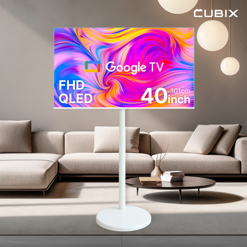 무빙큐빅스 삼탠바이미 화이트에디션 스마트티비 이동식tv X1시리즈 셋트 101cm(40인치 TV), FHD QLED, 자가설치