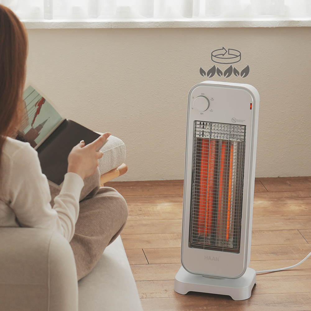 한경희 나노카본 전기히터 스탠드형 소형 거실용 원룸 난방기 수동조작 화이트