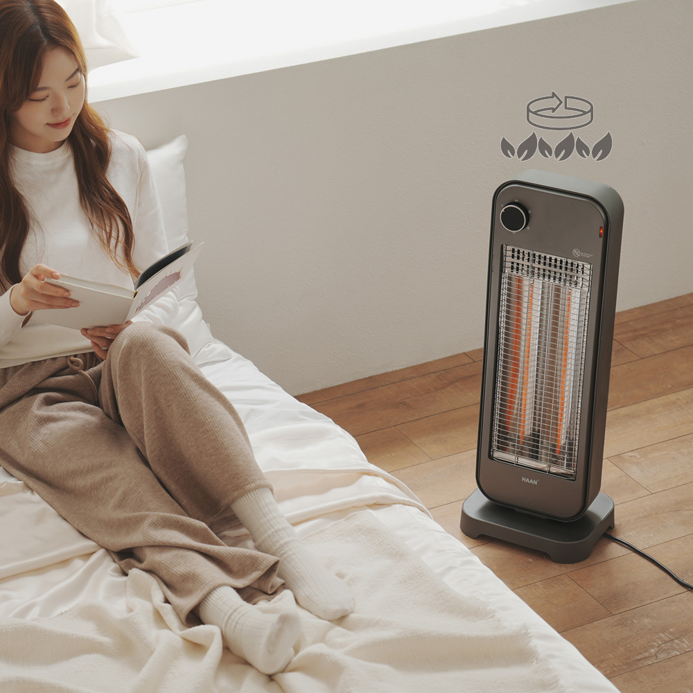 한경희 나노카본 전기히터 스탠드형 소형 거실용 원룸 난방기 수동조작 그레이