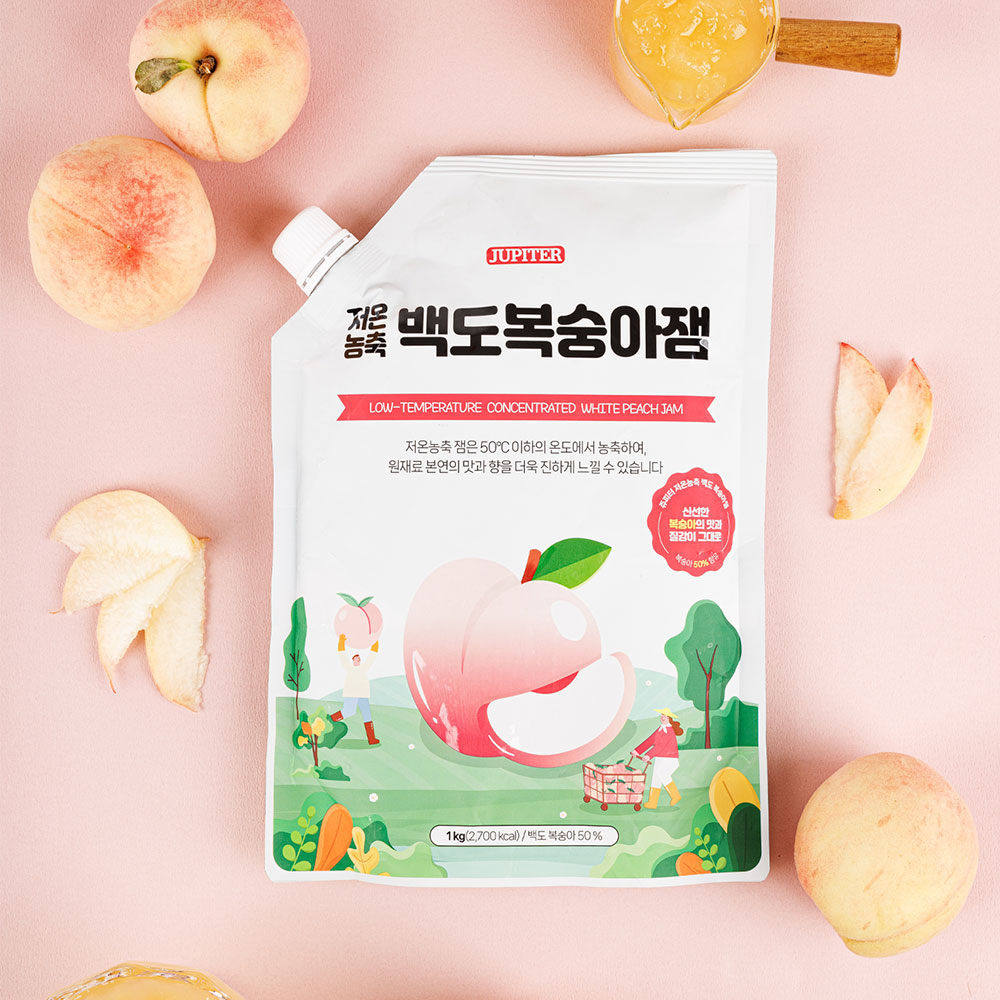 쥬피터 저온농축 과일 백도복숭아 잼 1kg - 상품 이미지