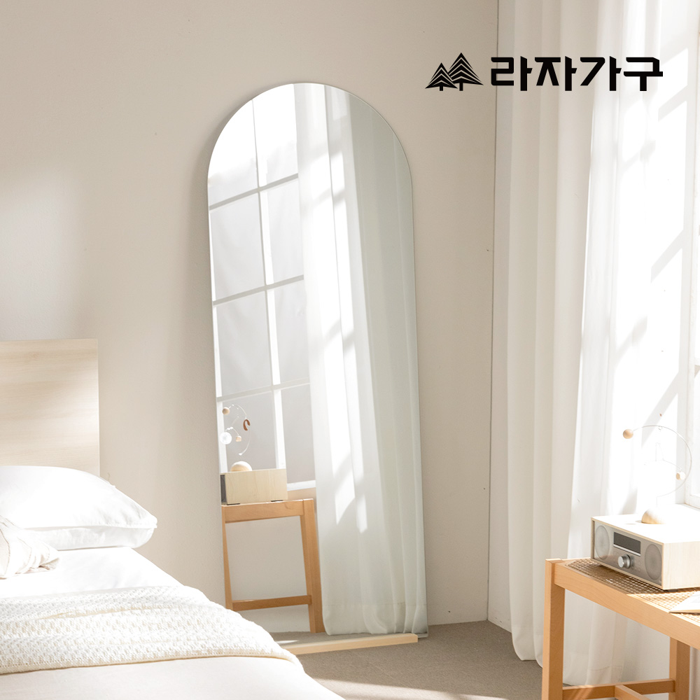 라자가구 오르 비산방지 이동식 대형 스탠드 아치형 예쁜 인테리어 전신거울 내추럴, L 와이드 600 - 메인 이미지