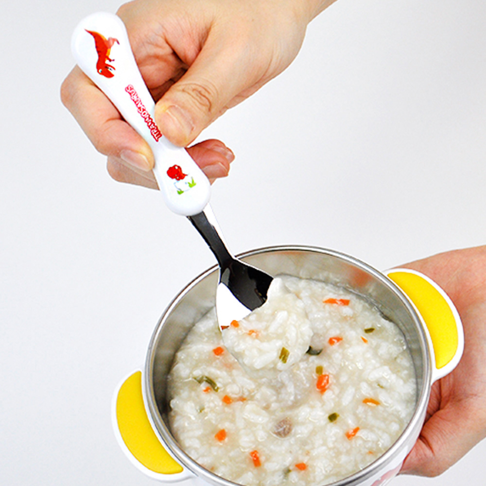 키친유 티라노 스텐 유아수저 젓가락 케이스 세트 공룡 캐릭터 어린이 숟가락 어린이집 준비물