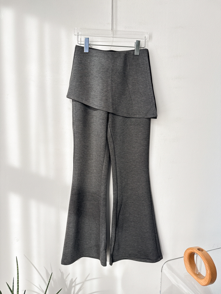 언발 트임 히든밴딩 레이어드 부츠컷 치마바지 - 상품 이미지