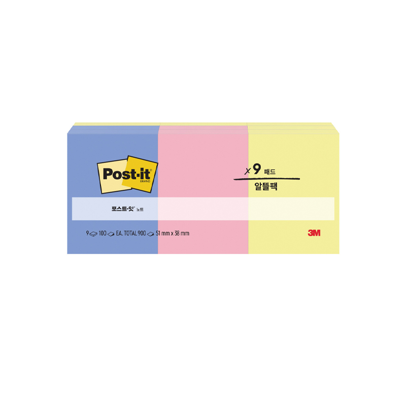 3M 포스트잇 653-9A 100매(X9패드) - 상품 이미지
