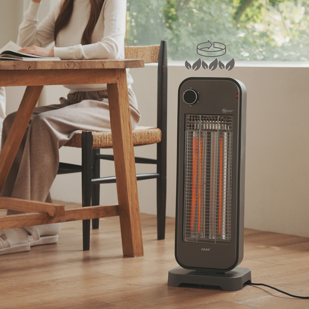 한경희 나노카본 전기히터 스탠드형 소형 거실용 원룸 난방기 수동조작 그레이